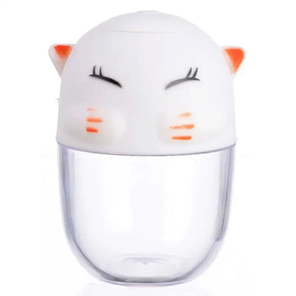 White cat-faced pill organizer with orange ears and whiskers clear plastic body from decorbites cat spice jar set