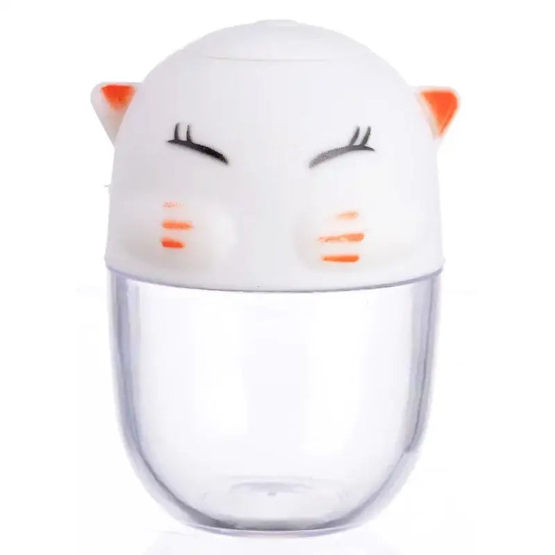 White cat-faced pill organizer with orange ears and whiskers clear plastic body from decorbites cat spice jar set