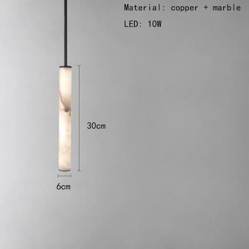 Cylindrical Marble Pendant Light in Black Brass - Decorbites