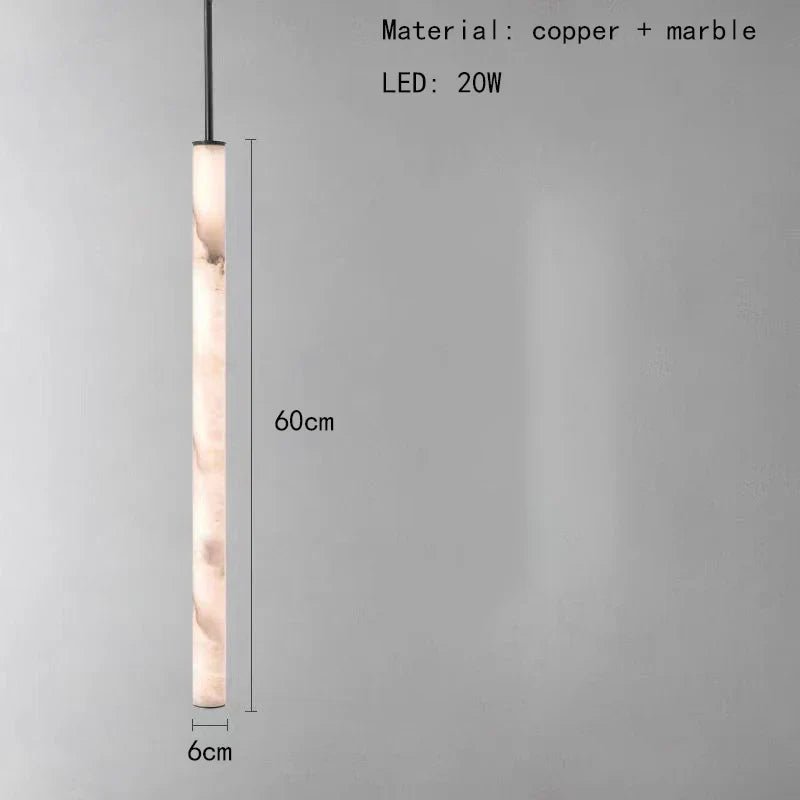 Cylindrical Marble Pendant Light in Black Brass - Decorbites
