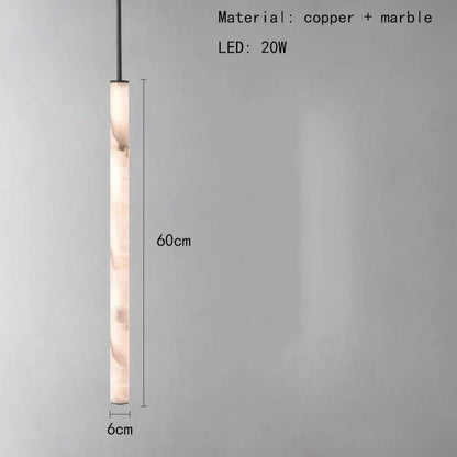 Cylindrical Marble Pendant Light in Black Brass - Decorbites