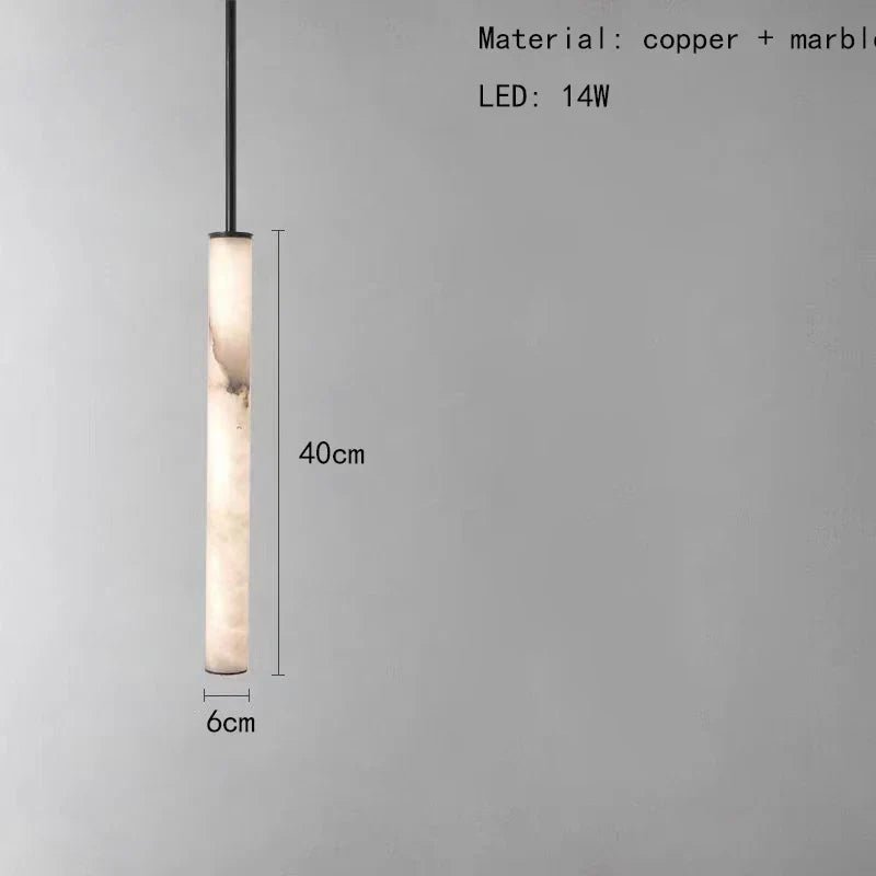 Cylindrical Marble Pendant Light in Black Brass - Decorbites