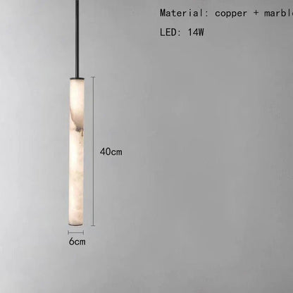 Cylindrical Marble Pendant Light in Black Brass - Decorbites
