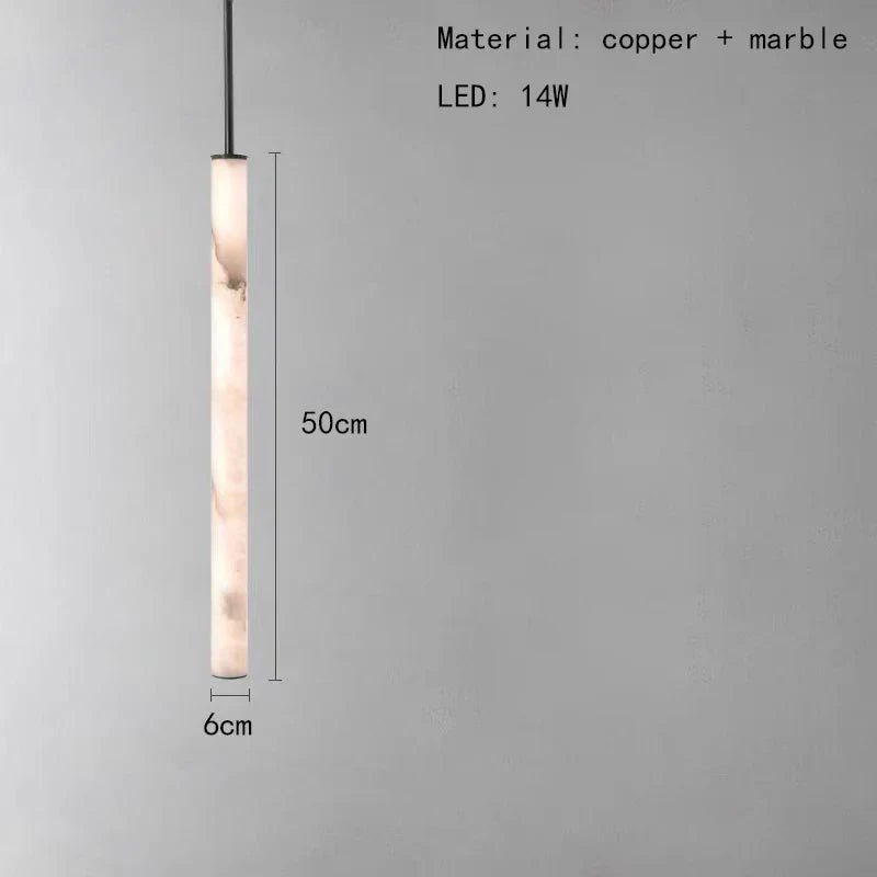Cylindrical Marble Pendant Light in Black Brass - Decorbites