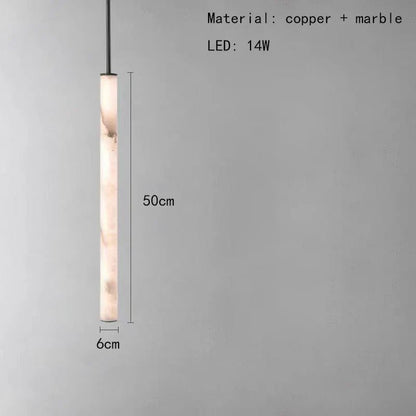 Cylindrical Marble Pendant Light in Black Brass - Decorbites