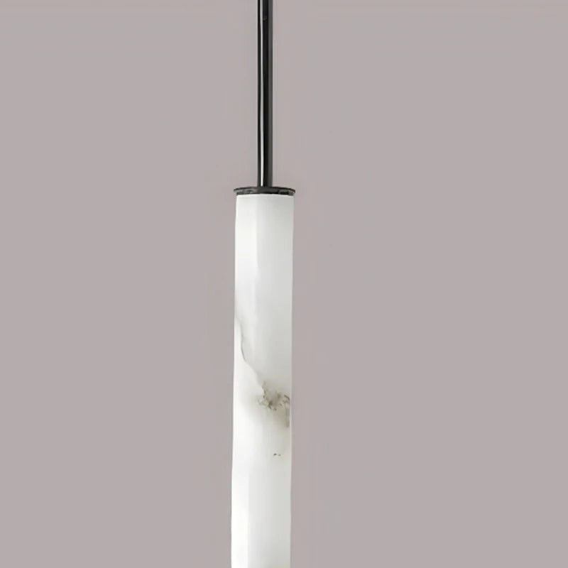 Cylindrical Marble Pendant Light in Black Brass - Decorbites