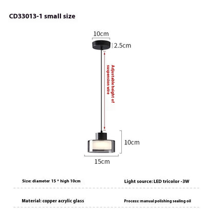 All-copper Bedroom Chandelier Simple Modern All-copper Glass