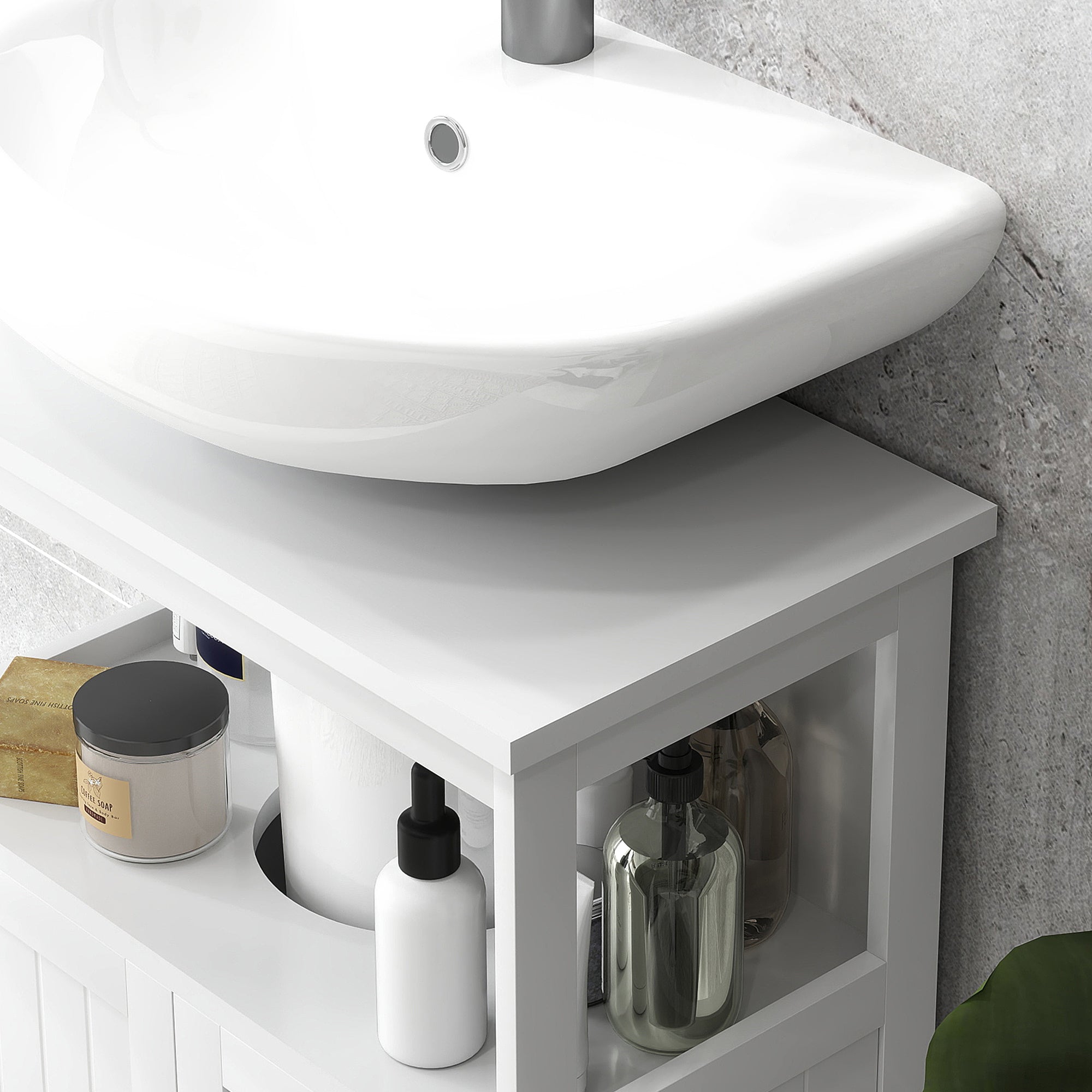 White Pedestal Sink Cabinet