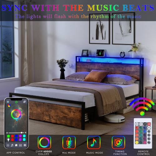 Gray LED Storage Bed