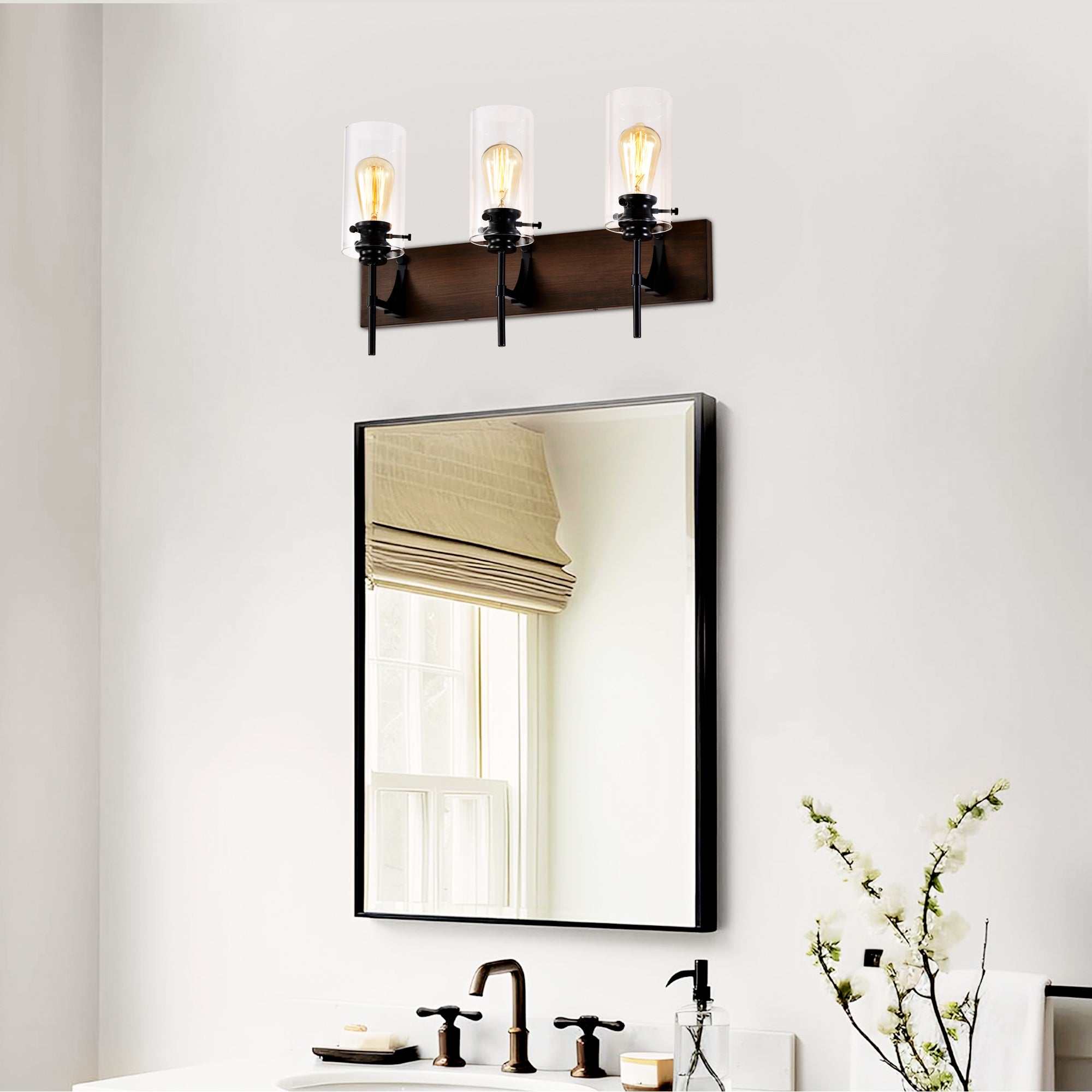 Black Glass 3-Light Vanity Fixture