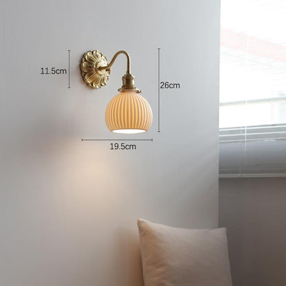 Living Room Background Wall Creative Design Handmade Ceramic Brass Wall Lamp