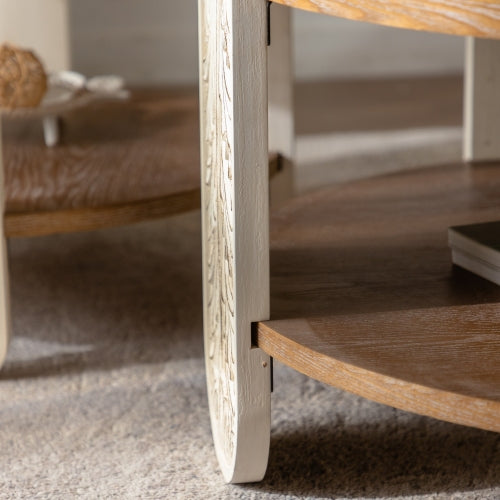Wooden Coffee Table Retro End Table Storage Living Room