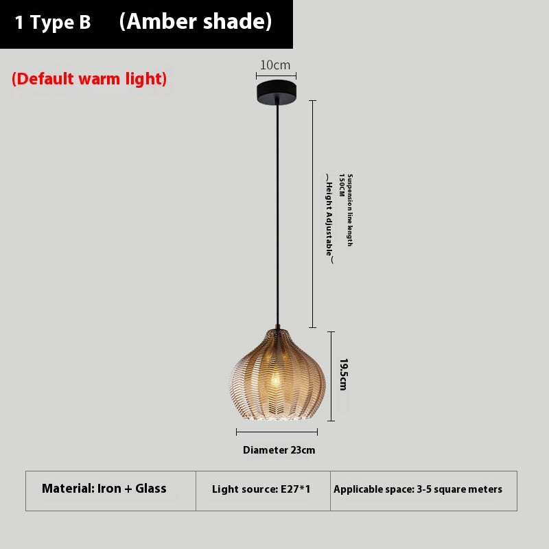 Bedroom Stair Light Single-head Glass Chandelier