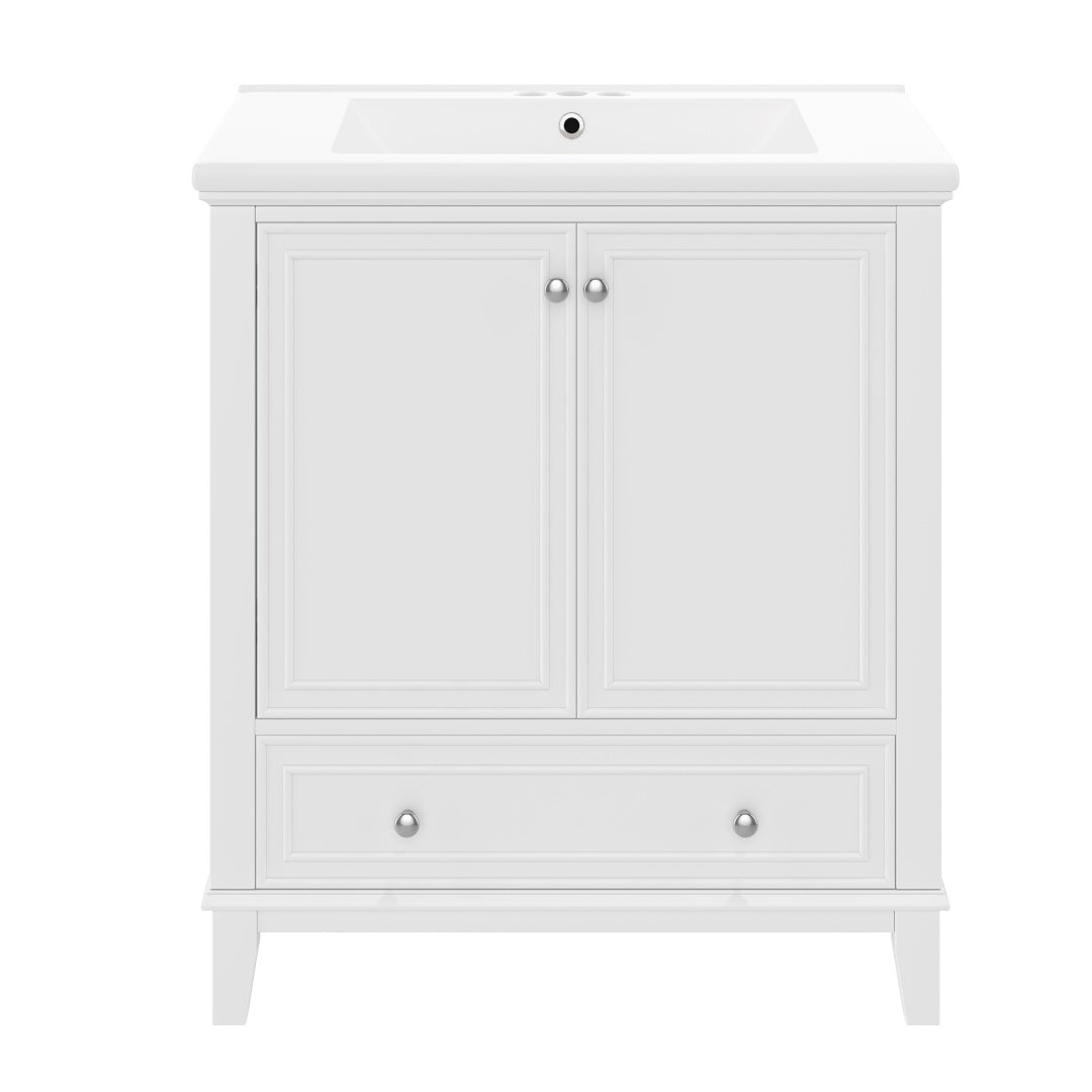 White Bathroom Vanity with Sink Combo, 30"