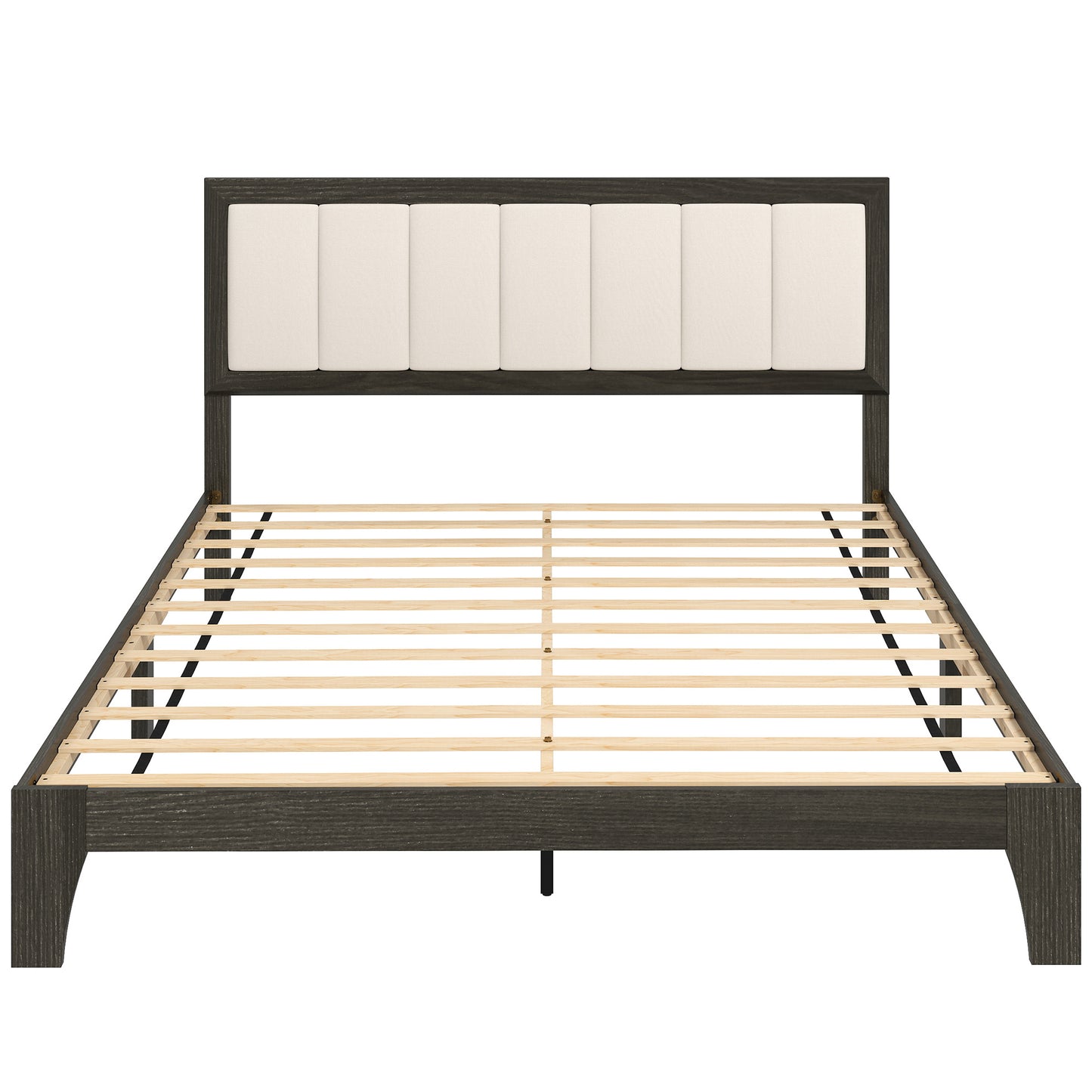 Queen Size Bed Frame With Headboard, Platform Bed Frame With Wooden Slats No Box Spring Needed Charcoal Gray
