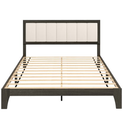 Queen Size Bed Frame With Headboard, Platform Bed Frame With Wooden Slats No Box Spring Needed Charcoal Gray
