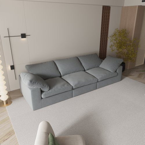 Grey Chenille 3-Seater Sofa