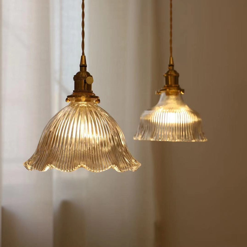 Japanese Retro Brass Glass Pendant Light