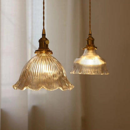 Japanese Retro Brass Glass Pendant Light