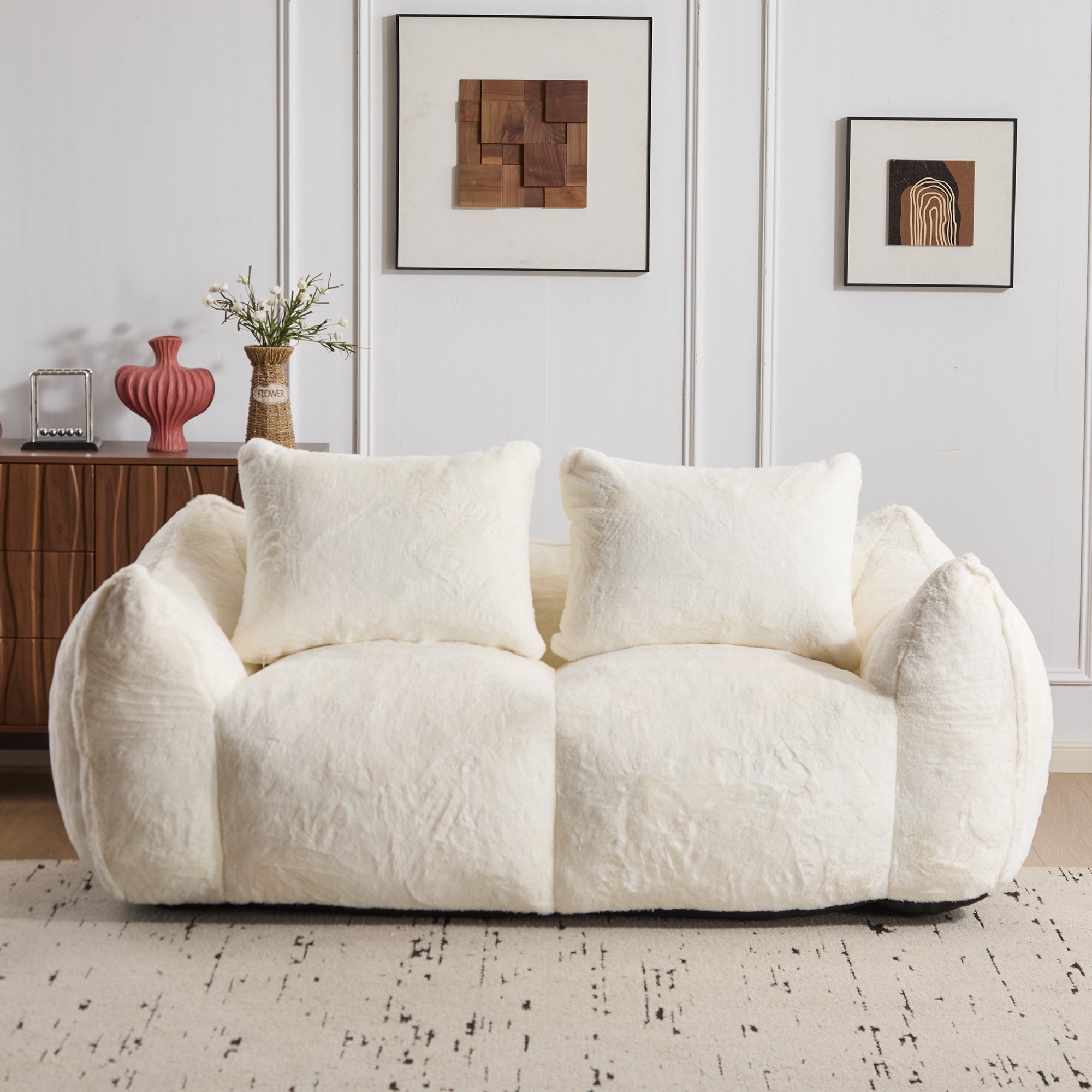 White Fluffy Bean Bag