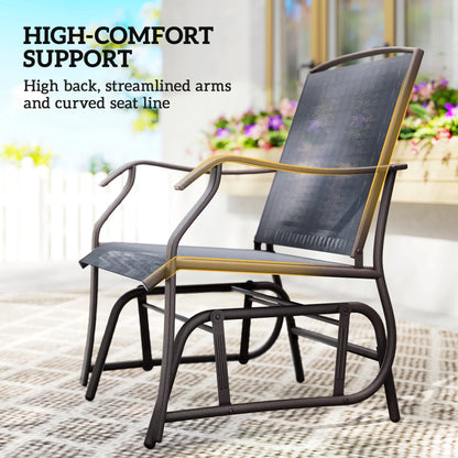 3 Piece Outdoor Glider Chair with Coffee Table Bistro Set