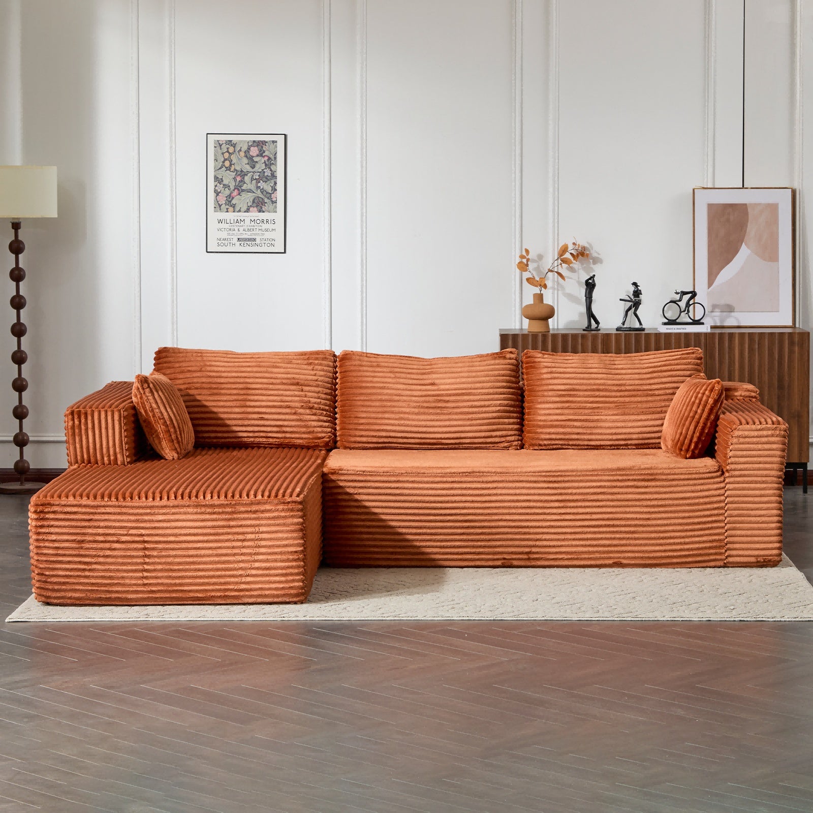 Brown Corduroy Sectional Sofa