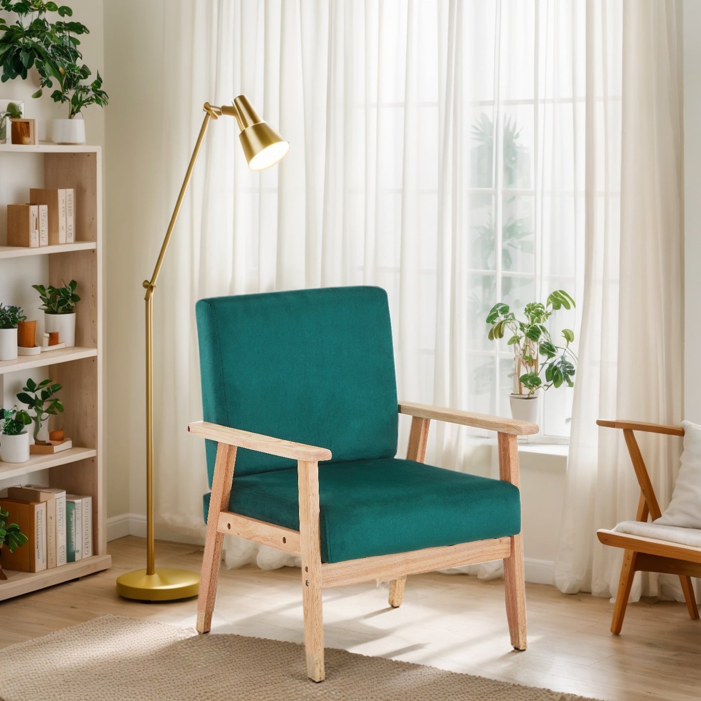 Velvet Accent Chair Relaxing Armchair With Solid Wood Frame For Living Room