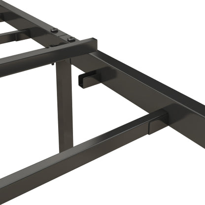 Full Size Bed Frame With Charging Station, Upholstered Headboard, Metal Platform, Grey