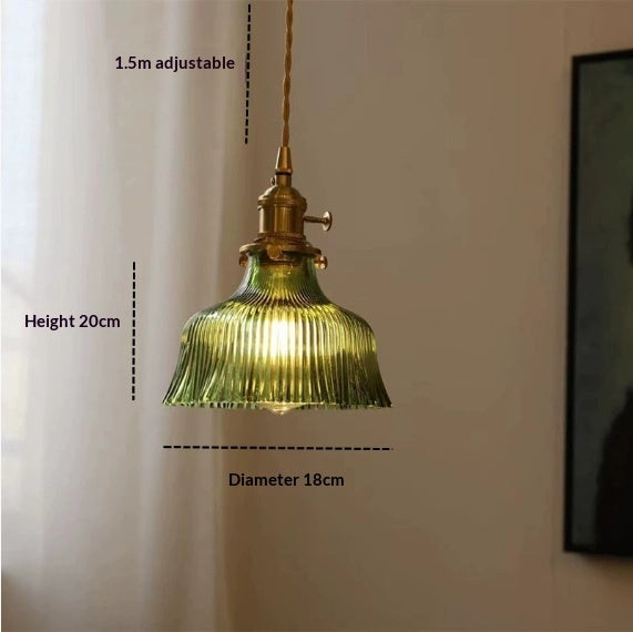 Japanese Retro Brass Glass Pendant Light