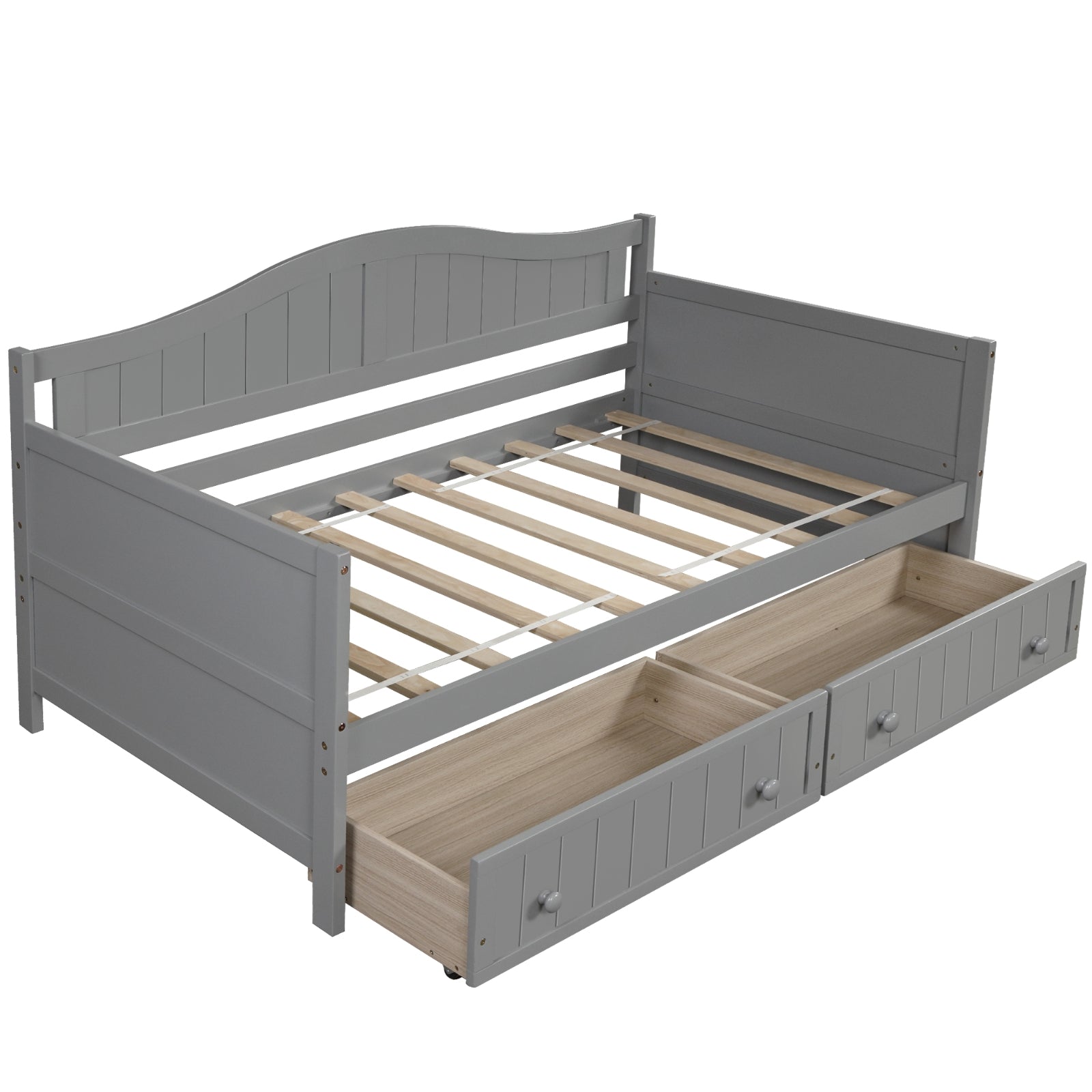 Gray Wooden Daybed Drawers