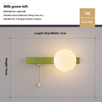 Bedroom Pull Switch Bedside Wall Lamp Children's Room Warm Wall Lamp