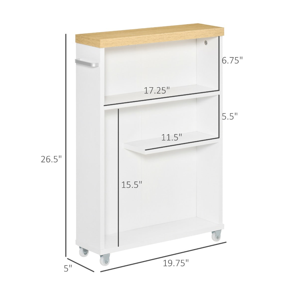 Slim Bathroom Cabinet with Castor Wheels Storage Organizer and Shelves To Fit In Small Spaces