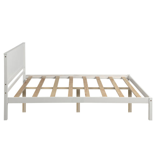 White Wood Platform Bed Pine Full Size No Box Spring