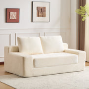 White Corduroy Loveseat Sofa Reversible Cushions