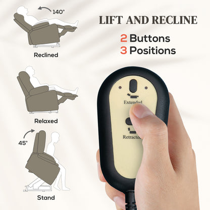Power Lift Chair For Elderly, Fabric Recliner Sofa With Remote Control, Side Pockets, Quick Assembly, Coffee