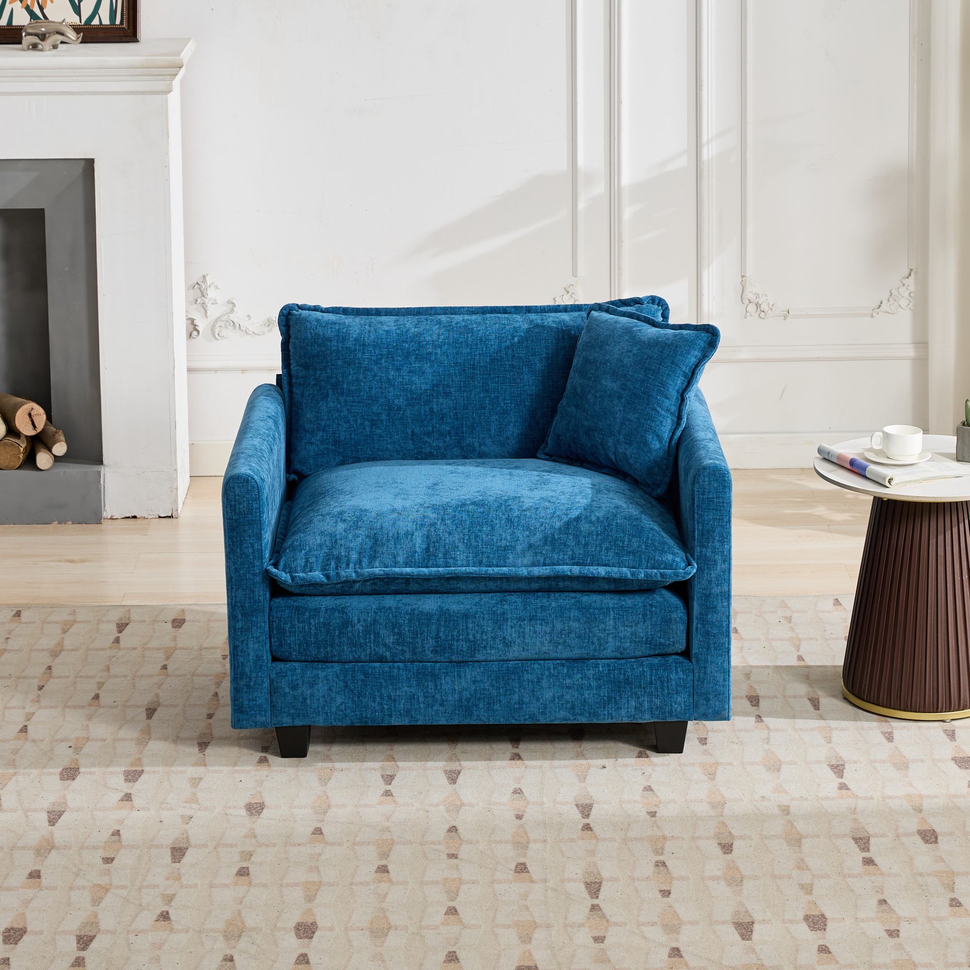 Blue Chenille Sectional Sofa