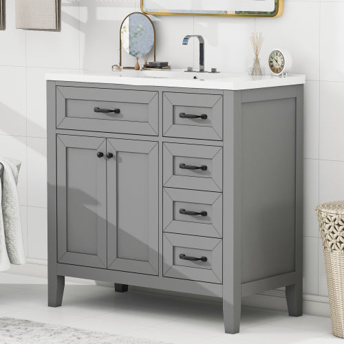 Gray Solid Vanity Cabinet