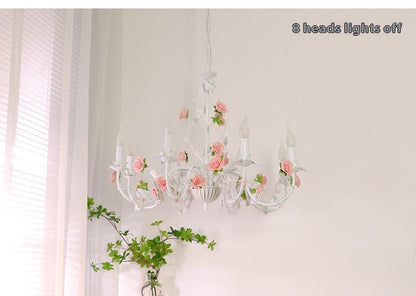 Pastoral Bedroom Chandelier French Living Room Wrought Iron Flowers And Plants Retro Princess Style