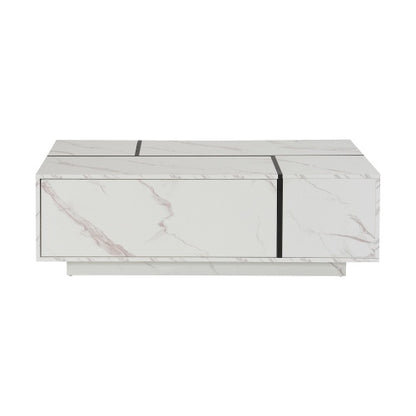 Rectangular Sliding Top Coffee Table With 2 Drawers And 2 Hidden Storage For Living Room 47.2