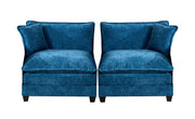 Blue Chenille Double Sofa