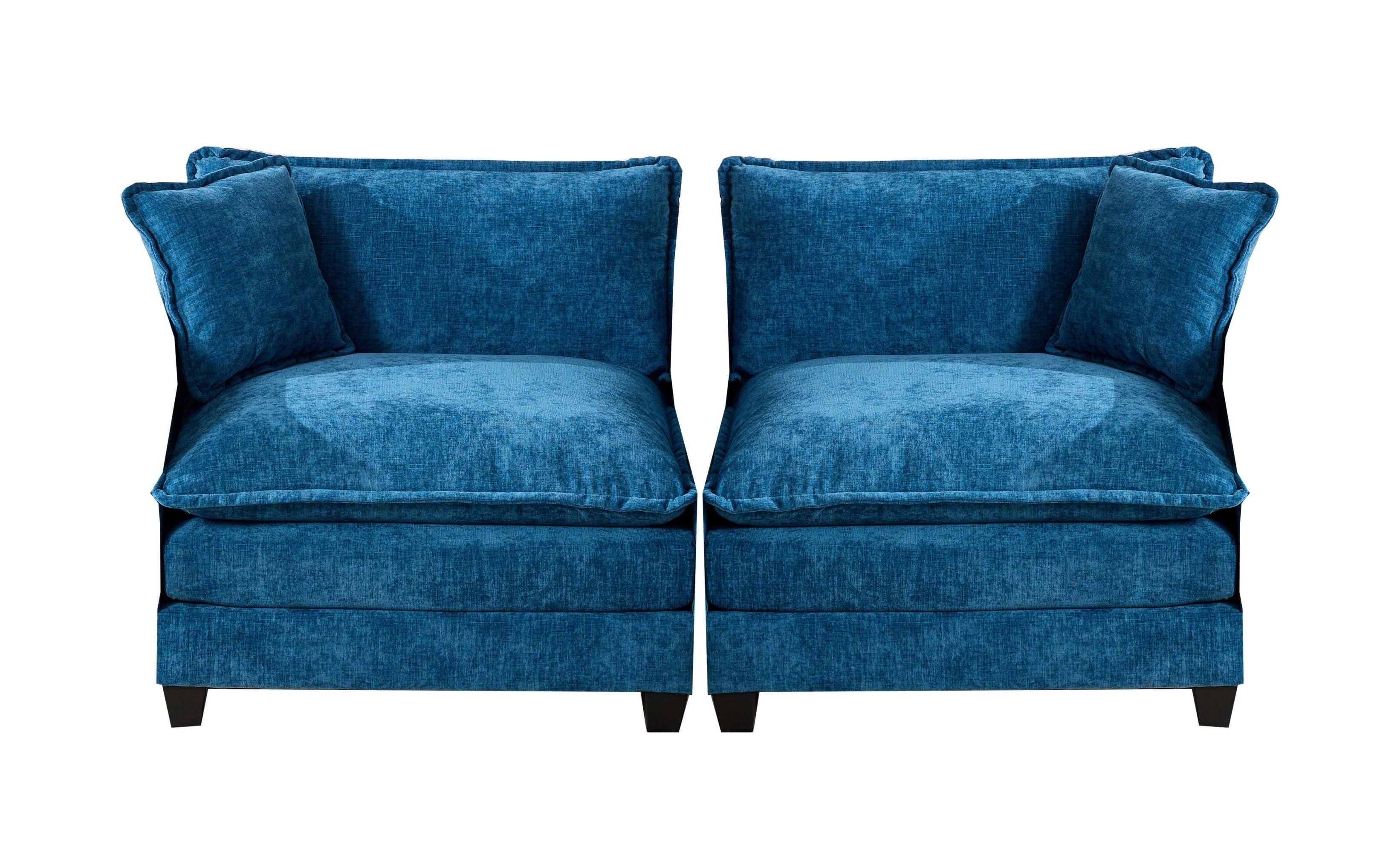 Blue Chenille Double Sofa
