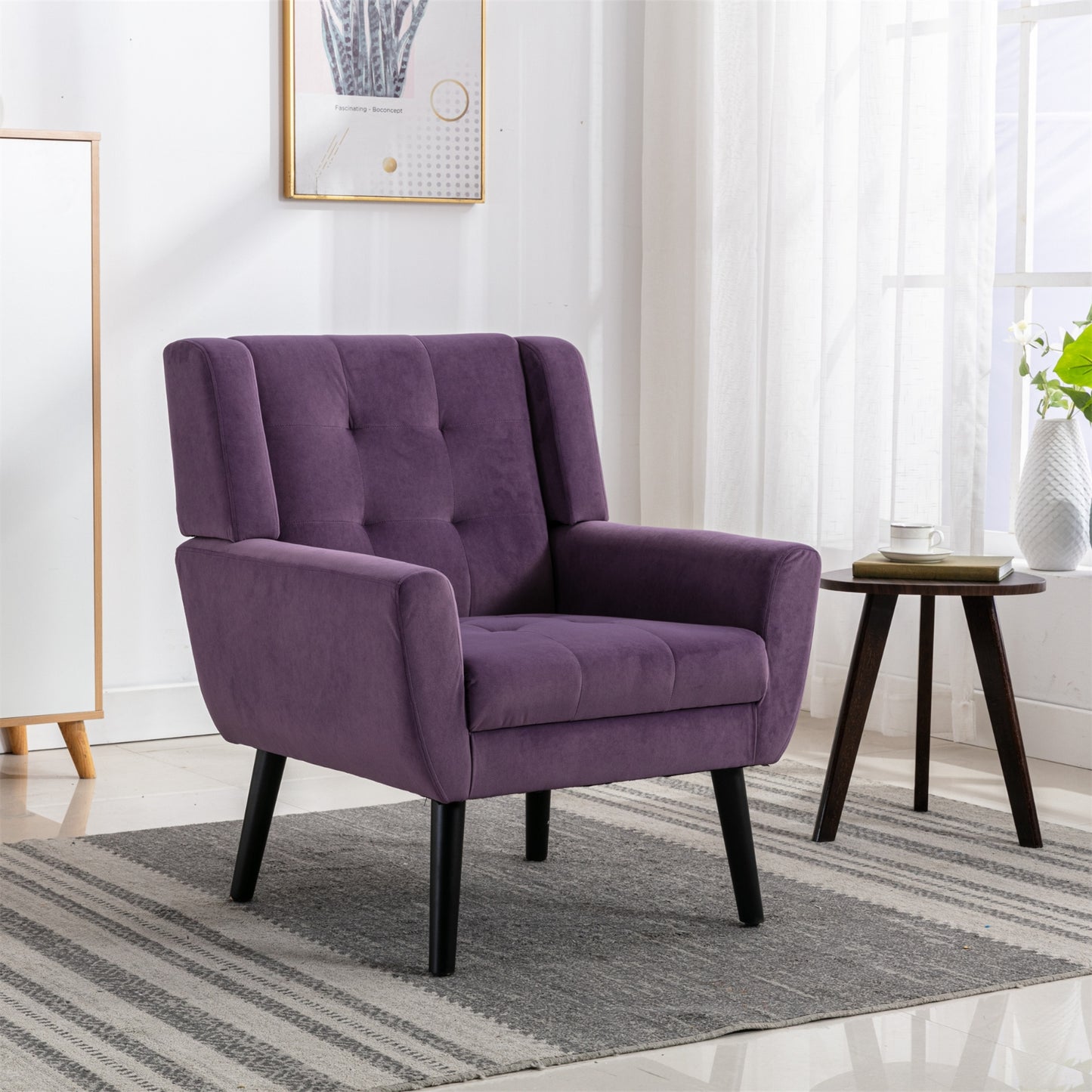 Modern Soft Velvet Ergonomic Accent Chair For Living Room, Bedroom, Home