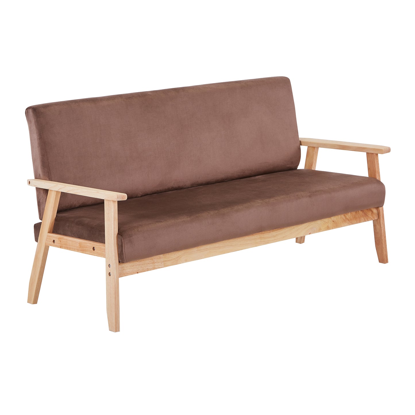 Modern Velvet Loveseat Sofa With Wooden Arms Office Couch 2-3 Seat