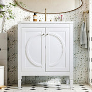 Vintage White Bathroom Vanity with Ceramic Sink