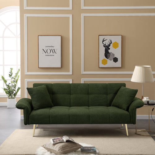 Grey Folding Armrest Sofa Green Quick-Convert