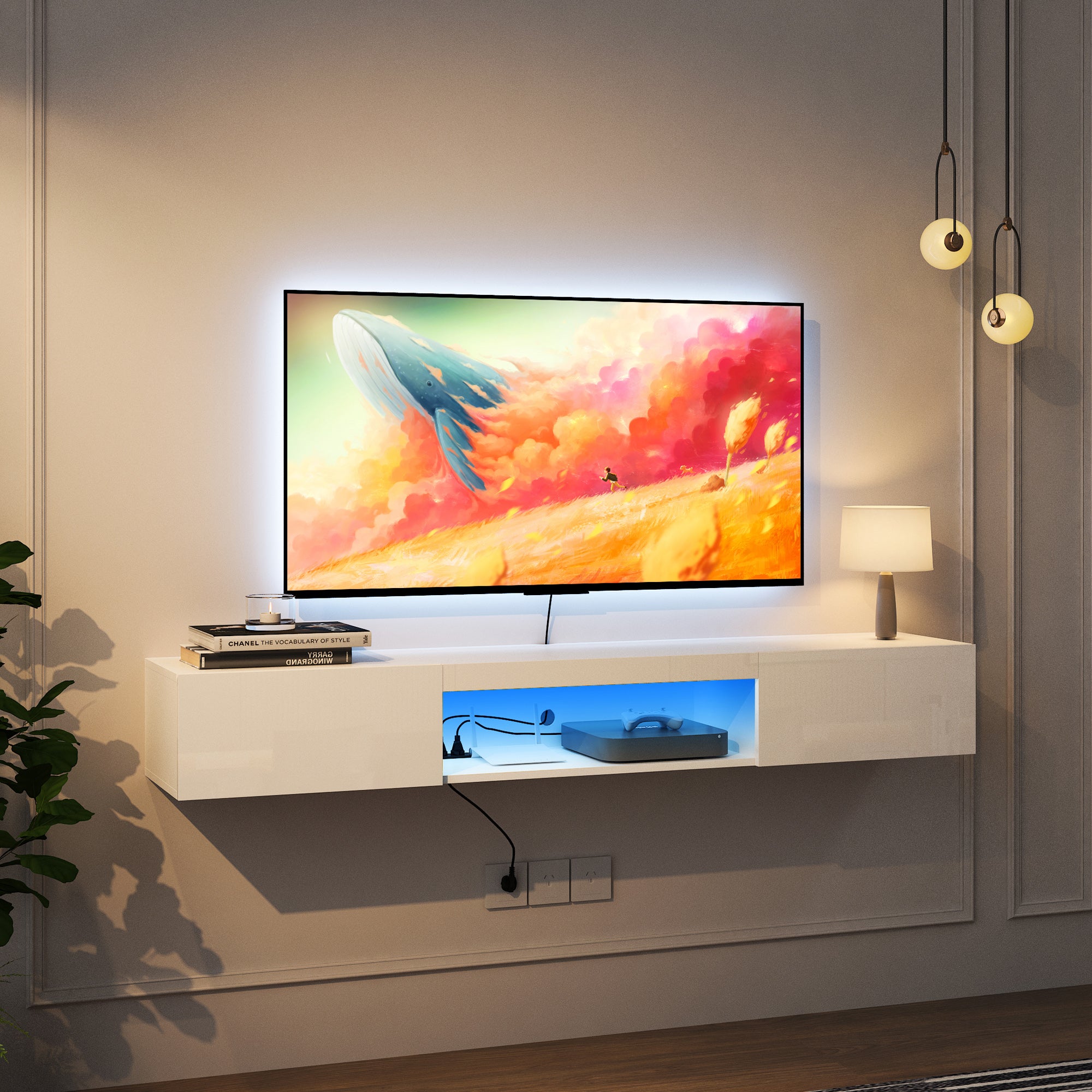White Gloss LED TV Stand