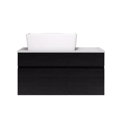 31.5 Inches Wall Mounted Single Bathroom Vanity With Engineered Stone Top
