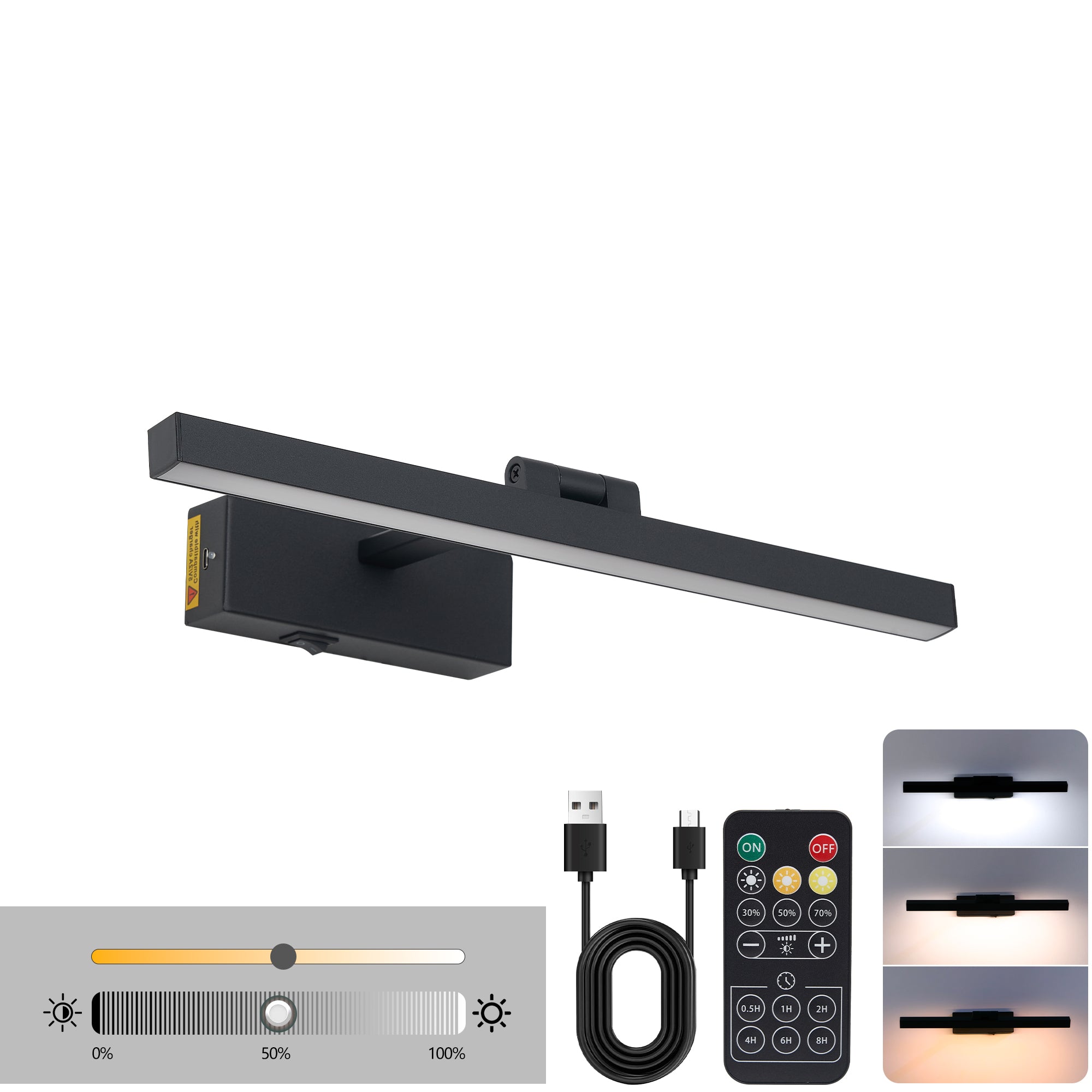 Black Dimmable LED Vanity Light