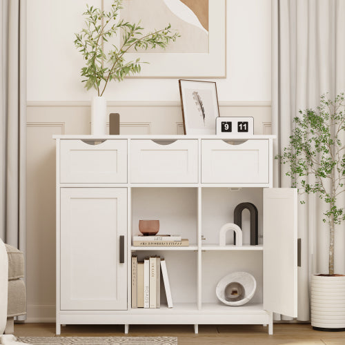 White Wooden Floor Cabinet