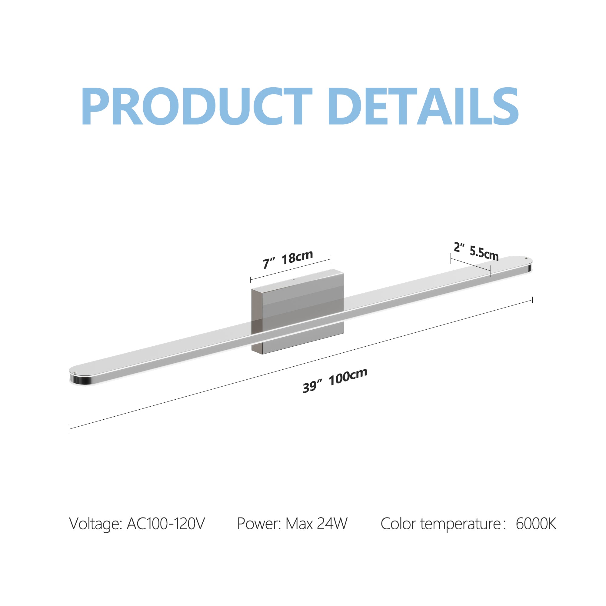 Chrome 39-Inch 24W LED Vanity Light